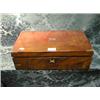 Image 1 : A Victorian figured mahogany writing box with brass shield and corner  mounts, fitted interior, 16