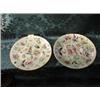 Image 1 : A pair of famille rose plates with celadon ground, 10" dia.
