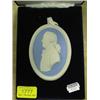 Image 1 : A Wedgwood blue and white Jasperware medallion to commemorate the  Bicentenary of the Perfection o