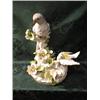 Image 1 : A white glazed ornithological group of parrat and pigeon on branches  amongst flowers and foliage,