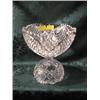 Image 1 : A cut-glass 2-part dessert dish, the circular bowl cut with diamond  and foliate panels, the inver