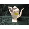 Image 1 : A Shelley coffee pot of irregular octagonal tapering shape, the white  ground painted with stylise
