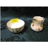 Image 1 : A Royal Doulton miniature cream jug and sugar bowl of fluted outline,  painted with flower sprays,