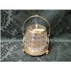 Image 1 : An early 20thC. EPNS cut glass biscuit barrel and stand, the ovoid  glass barrel with hobnail cutt