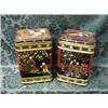 Image 1 : Two large tea tins, painted overall in the Chinese manner, 20th  Century.