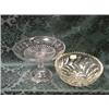 Image 1 : Pressed glass tazza, fruit bowl, decanter, 2 engraved jugs and vase.