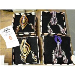 4 Art Glass Necklace & Earring Sets