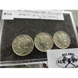 3-Pack of Silver Mercury Dimes
