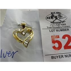 Sterling Silver Heart Shaped Pendant w/Channel Set Crystals - .925