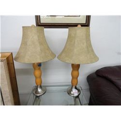 Wood Brushed Metal Lamp Set