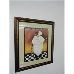 2 Framed Fat Chef Art