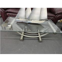 Brushed Metal Glass Top Table Set (3)