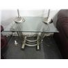 Image 3 : Brushed Metal Glass Top Table Set (3)