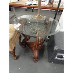 Wood w/Iron Accent Glass Top Table Set (2)