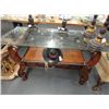 Image 2 : Wood w/Iron Accent Glass Top Table Set (2)