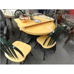 Pine Round Table & 4 Chairs w/Leaf