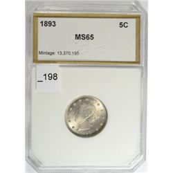 1893 V NICKEL PCI MS-65 GEM VERY NICE & SUPER LUSTER