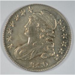 1830 BUST HALF DOLLAR AU-58 LUSTROUS