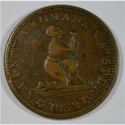 HT-81 SLAVE TOKEN, HARD TIMES 1838  XF MARKS ON OBVERSE