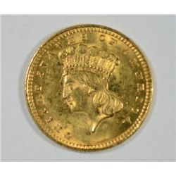 1857 $1 GOLD TYPE 3 VERY CLOSE TO BU