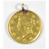 Image 1 : 1853-C RARE CHARLOTTE MINT GOLD WITH JEWELRY MOUNT
