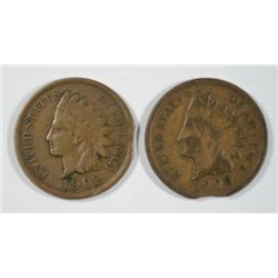 2 EDGE CLIP ERROR INDIAN HEAD CENTS 1899, 1902  NICE CIRC COINS