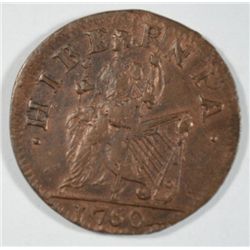 1760 VOCI POPULI HALF CENT "VOOE" ERROR VARIETY XF/AU PLANCHET STRESSING EVIDENT