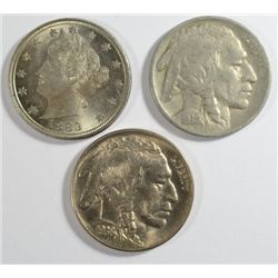 1883 N/C AU58 V nickel-1938D  MS63 Buffalo-38D/S  fine est $60-$65