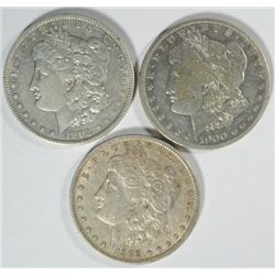 3 Morgan $ 1900O fine-92O XF-02 XF  est  $120-$130