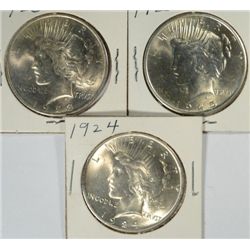 3 nice BU Peace $  1923-24-25  est $120-$130