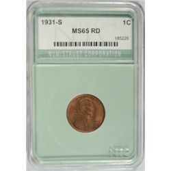 1931-S LINCOLN CENT NTC MS-65 RED