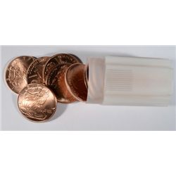 ONE ROLL ( 20 ) ONE OUNCE PIECES OF PURE COPPER