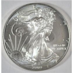 2009 AMERICAN SILVER EAGLE ONE OUNCE .999 SILVER COIN,  GEM BU