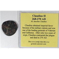 ANCIENT ROMAN COIN ATTRIBUTED TO THE RULE OF CLAUDIUS II CIRCA 268-270 A.D.