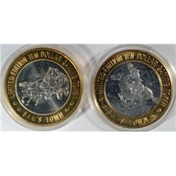 ( 2 ) COLLECTABLE LAS VEGAS SILVER CASINO TOKENS