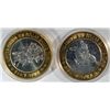 Image 1 : ( 2 ) COLLECTABLE LAS VEGAS SILVER CASINO TOKENS