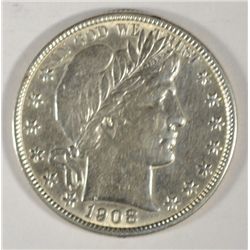 1908O  Barber half $ XF/AU  est  $165-$175