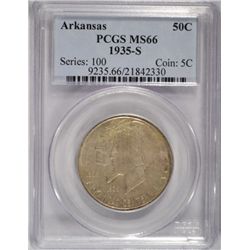 1935S  Arkansas half $ PCGS66  est  $600-$650