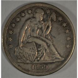 1859O  Seated Liberty $  nice original tone  XF45  est  $440-$450