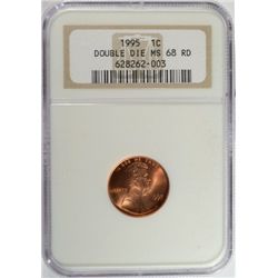 1995  double die   Lincoln penny  NGC68RD  est $70-$75