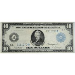 1914 $10.00 FEDERAL RESERVE NOTE STAR NOTE FR.922 RARE! XF-AU, BARGAIN