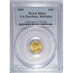 1903 $1 McKINLEY COLD COMMEMORATIVE COIN PCGS MS64