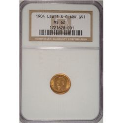 1904 LEWIS + CLARK $1 GOLD NGC MS 62