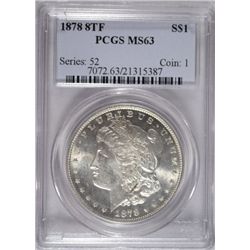 1878 8TF MORGAN DOLLAR PCGS MS 63