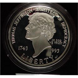 1993 THOMAS JEFFERSON (ISSUED IN 94) PROOF COMMEMORATIVE SILVER DOLLAR