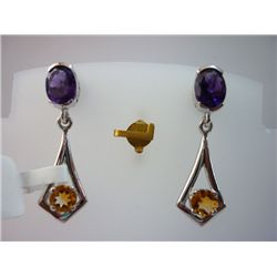 26.25 CTW AMETHYST AND CITRINE EARRING .925 STERLING SI