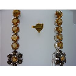 33.00 CTW SMOKEY TOPAZ AND CITRINE EARRING .925 STERLIN