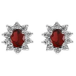 Genuine 1.40 ctw Garnet ,DIAMOND Earring 14k 1.9g