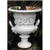 Image 1 : A pair of 19th century cast iron twin handled campana form garden urns
