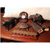 Image 1 : A box of miscellaneous items including Black Forest carved bear inkwell, numerous corkscrews, mahoga